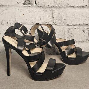 BCBGeneration Black Strappy Platform Heels Stiletto Sandals Size 7